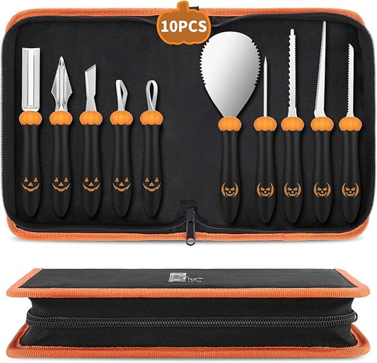 Pumpkin Carving Kit Tools Halloween, Professional Heavy Duty Carving Set, Stainless Steel Double-side Sculpting Tool Carving Kit for Halloween Decoration Jack-O-Lanterns, Gift for Halloween