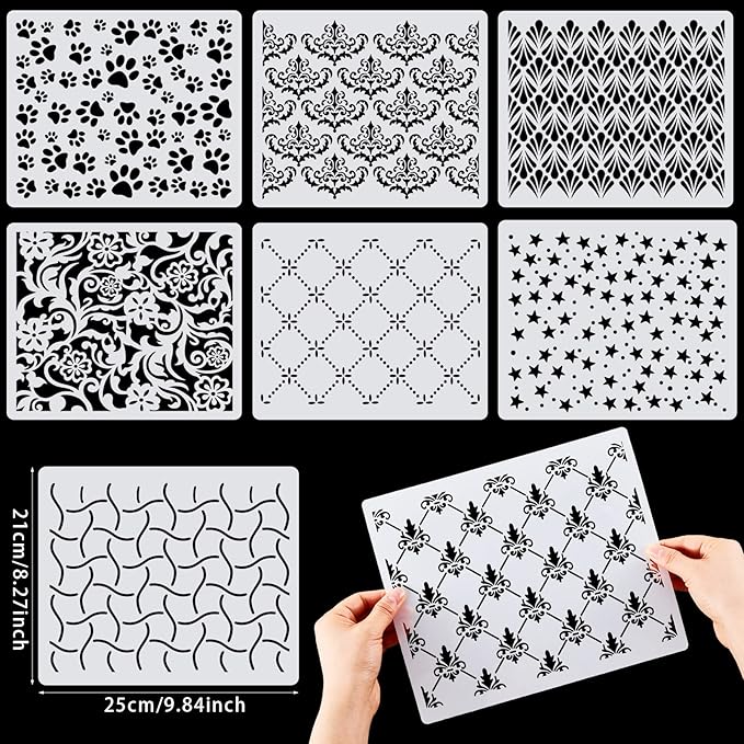 16 Pieces Cake Decoration Stencils Templates Floral Wedding Cake Molds Cookie Fondant Dessert Decorating Supplies Spray Flower Edge Molding Baking Mesh Tool Cake Decoration (Cute Style)