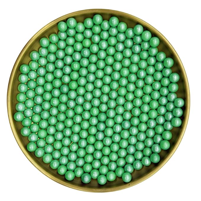 Edible Emerald Green Pearl Sugar Sprinkles Candy 7mm Mini Pearls Cake Decorations Cupcake Toppers Cookie Decorating Perfect for Wedding Party Valentine Halloween Christmas Supplies 3OZ