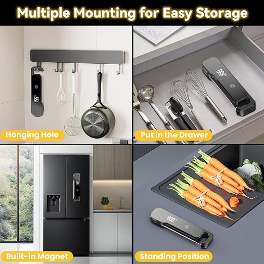 Meat Thermometer Digital with Backlight Large Display, IP67 Waterproof Instant Read Food Thermometer for Cooking, Candy, Kitchen, BBQ, Essential Kitchen Accessories with Compact Foldable Design