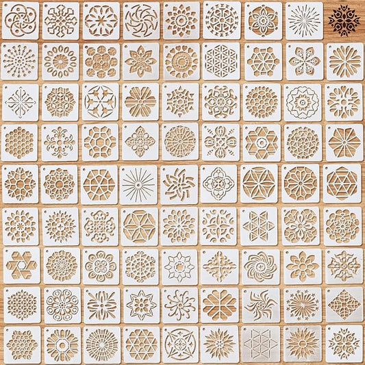 80 Pieces Mandala Stencils for Painting 3 x 3 Inch Mandala Painting Craft Stencils Reusable Templates for Wood Rocks Furniture Wall Floor DIY Art Projects Fabric Tile