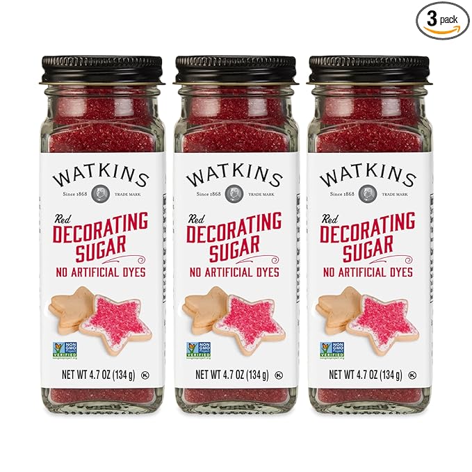 Watkins Red Decorating Sugar, 4.7 Ounce Jar, 3-Pack