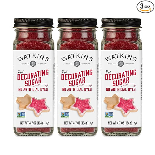Watkins Red Decorating Sugar, 4.7 Ounce Jar, 3-Pack