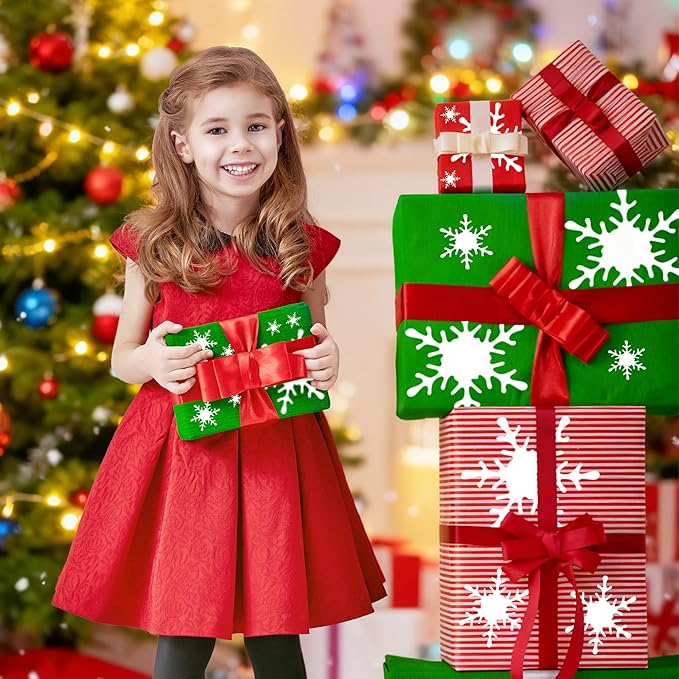 Christmas Stencils 8 PCS Snowflake Stencil Plastic Reuseable Stencils Xmas Deco for Painting,Spraying,Drawing on Wall,Wood,Flag,Paper,Glass