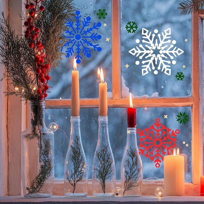 6 Pack Christmas Snowflake Stencils for Crafts, 8 Inch Reusable Snowflake Drawing Painting on Wood, Winter Holiday Snow Flake Stencils Template for Christmas Xmas Window Wall Home Decor