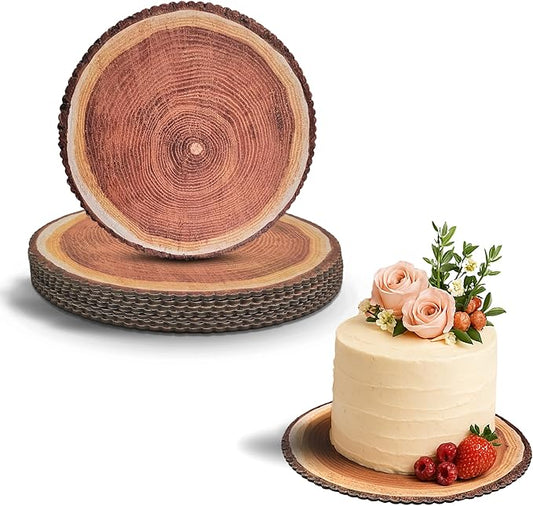 TOJTIK Cake boards 12in, set 8 Cake drum waterproof, Cake drums display board, wood slices cardboard cake rounds holder, Type of wood centerpieces for tables, Rustic cake Try, Cardboard rounds