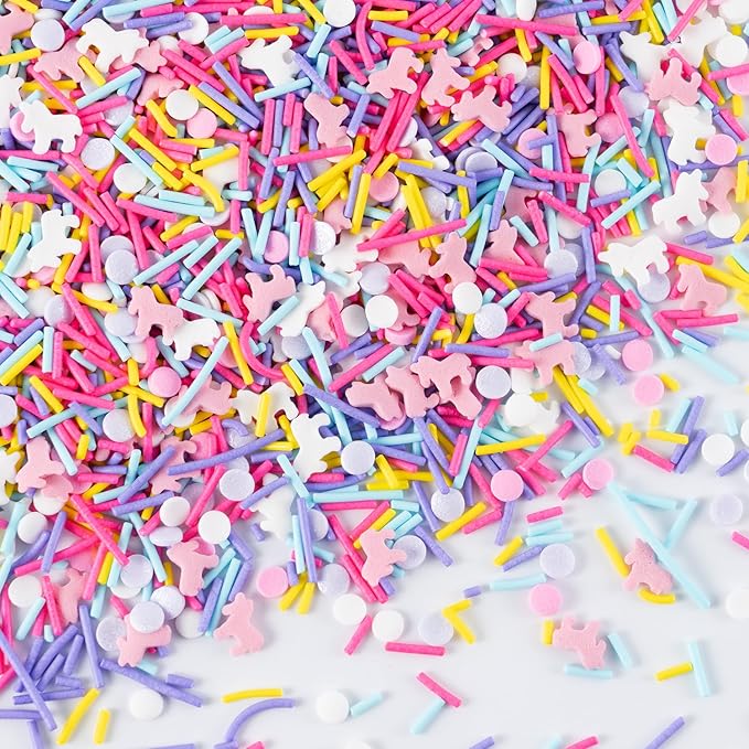 Unicorn Sprinkles for Cake Decorating 4.2 ounce Edible Pink Purple Blue Unicorn confetti Jimmies Sprinkles Mix Topper Cookie for Cupcakes Candy Cream Chocolate Birthday Princess Party