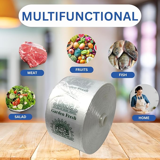 Clear Produce Bags Roll - 1500 Bags - 15"x20" – (2 Rolls, 8 Microns) – for Grocery, Small Business, Reusable Produce Use, Food & Storage Needs, Garden Fresh, Narrow Profile, Kitchen Use