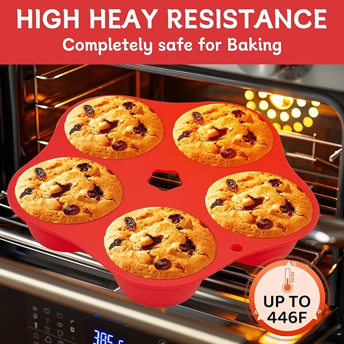 2 Pieces Silicone Air Fryer Muffin Pan Round Egg Bite Mold for Oven Baking,Mini Muffin Tins Cups Cake Tray for Air Fryer Liners Basket Instant Pot Accessories Baking Muffin Pancake