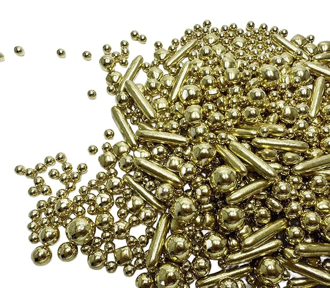 Gold Dragees Sprinkles Sprinkles for Cake Decorating, Gold Pearl Sugar Cupcake, Cookies, Ice Cream Toppings, 120g/ 4.2 Ounces Cake Decorations Baking for Christmas Wedding Shower, New Year’S Eve
