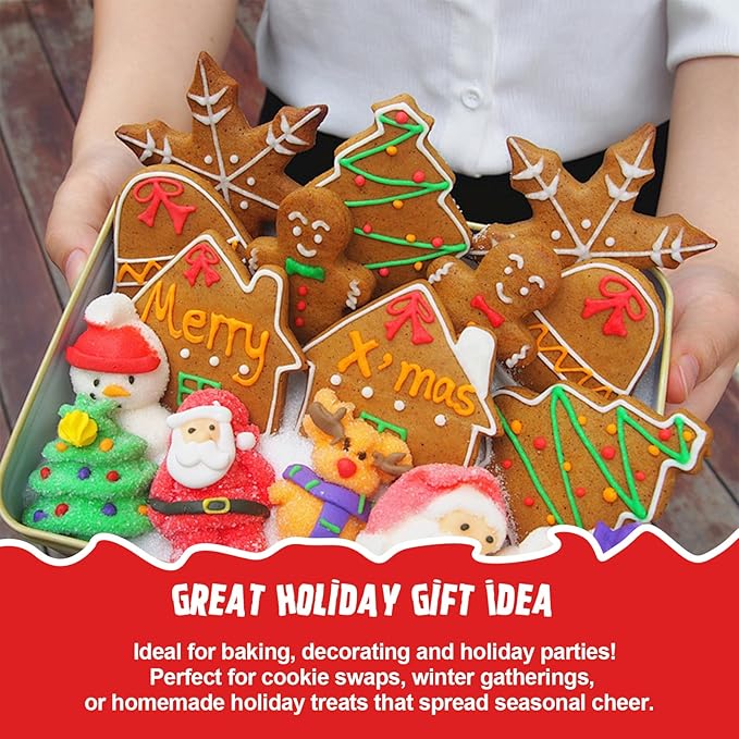 Christmas Cookie Cutter Set 16 Pack Stainless Steel Holiday Shapes (Boots, Bells, Candy Canes, Trees, etc.) for DIY Baking Decorations, Cookies, Fondant, Gingerbread, Holiday Gift Ideas