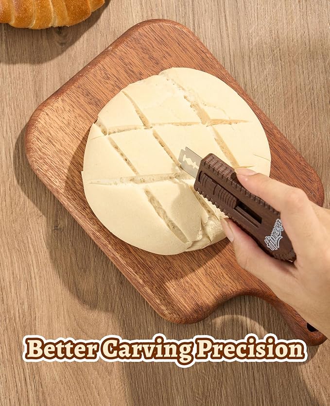Sourdough Scoring Tool, Magnetic Bread Lame, Bread Scoring Tool with 5 Replaceable Blades, Dough Knife, Ergonomic ABS Handle for Perfect Dough Scoring on Artisan Bread (Walnut)