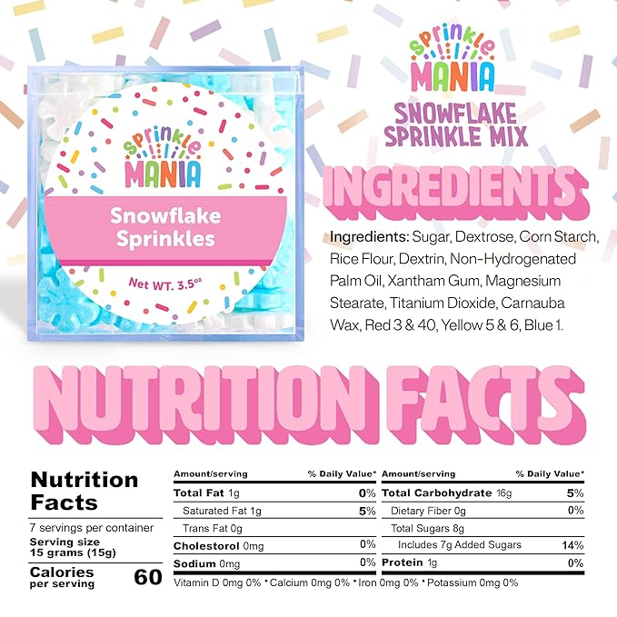 Snowflake Themed Christmas Sprinkles for Cookies – Our Winter Mix Includes Frosty Blue & White Snowflake Sprinkles ideal for Christmas Cake Decorations – Make Your Holiday Festive (Snowy)