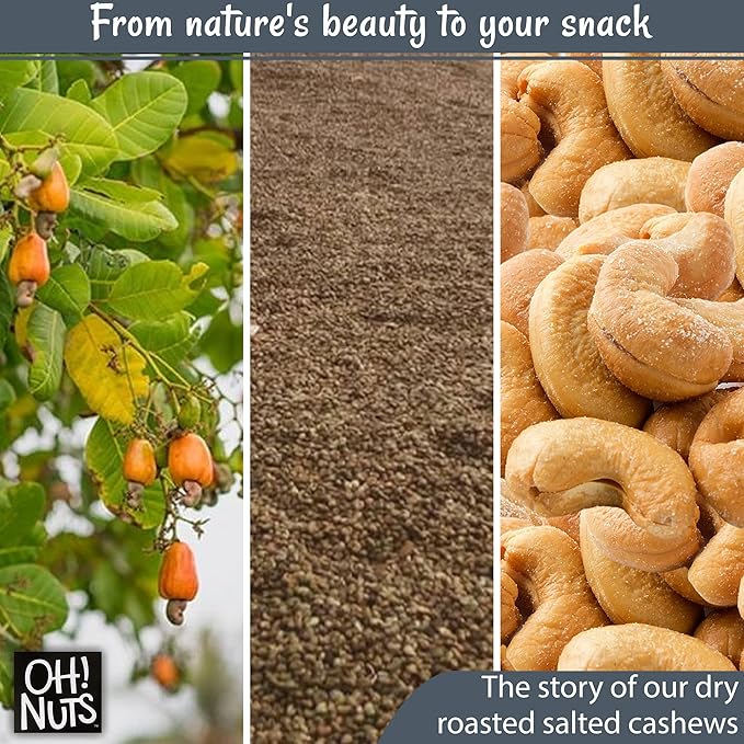 Oh! Nuts Cashews Roasted Salted - 3 lb - Oven Dry Roasted Cashews - Packed in New York Zip-Seal Bag for Exceptional Freshness