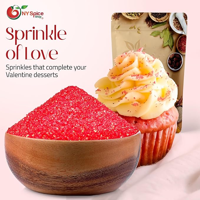 NY Spice Shop Christmas Red Sanding Sugar - 8 Ounce Edible Holiday Sprinkles for Cake Decorating, Cupcakes and Cookies - Festive Baking Decorations for Christmas Desserts, Candy Dishes and Gift Treats