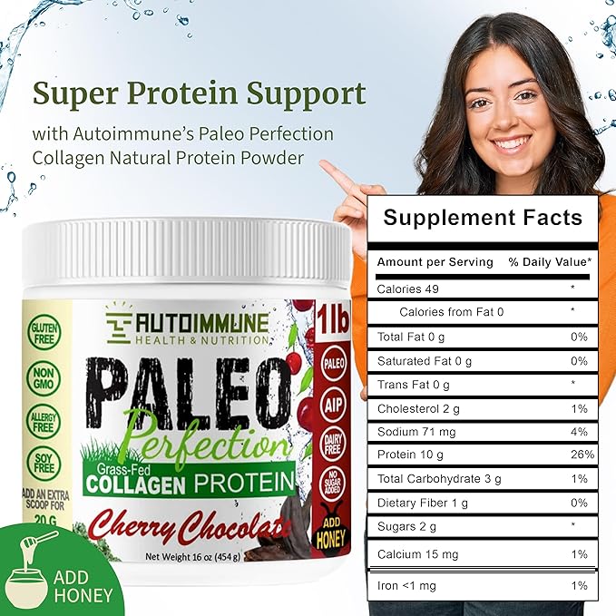Collagen Protein Powder Without Stevia - Non GMO Collagen Powder for Women with Carrot Broccoli Apple Fiber - Paleo Keto 300g Grass Fed Beef Protein Powder & Superfood Blend by Autoimmune