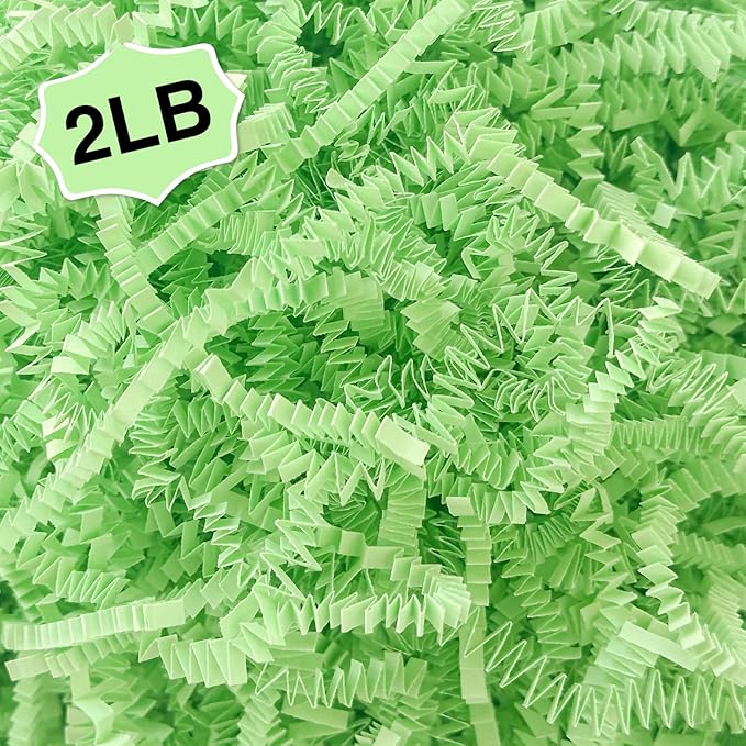 Corlcol 2LB Crinkle Cut Paper Shred Filler for Bag Gift Box Basket Easter Grass Decorations(Light Blue)
