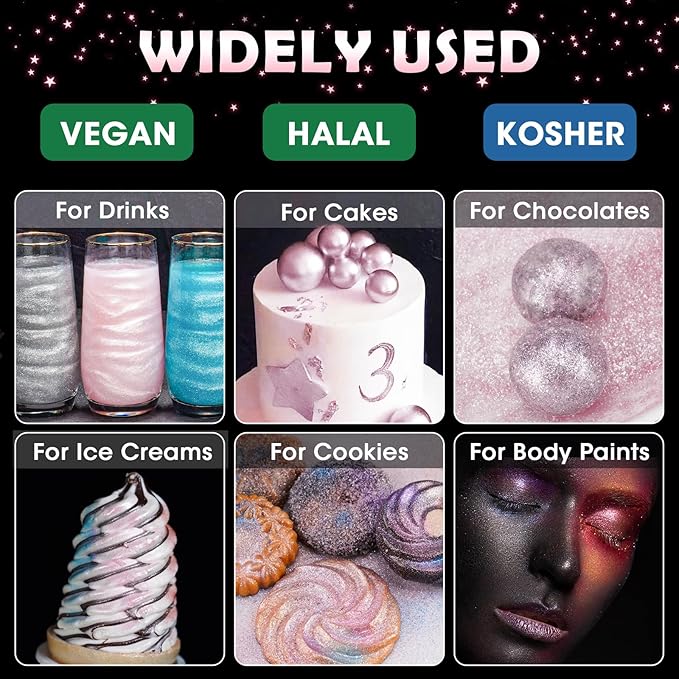 NiHome Edible Food-Grade Glitter Powder Glimmer Luster Dust Metallic Fancy Food Decorating Sprinkle Glimmery Dust for Drink Wine Beverage Cake Bakery Vegan Allergen-Free (Light Pink, 0.35oz/10g)
