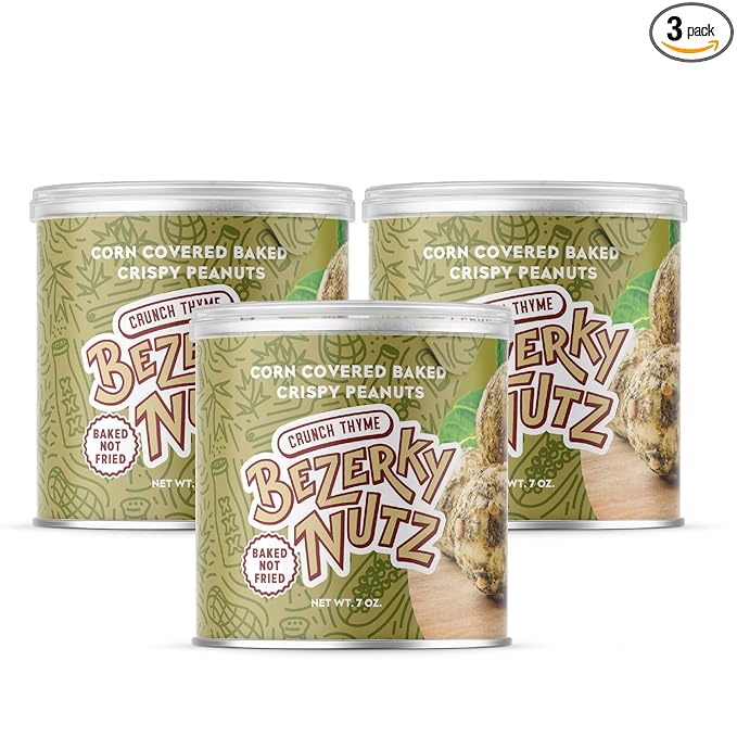 Bezerky Crispy Cracker Nuts | Baked Corn Coated Peanuts | Mixed Herb | Crunchy Corn Snack | Lebanese Kri Kri Nuts | 7 oz (Pack of 3)