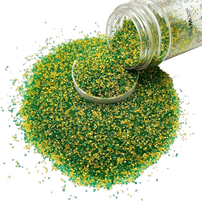 SE Si&Moos Green and Gold Sanding Sugar Crystals for Cake Decorating Green and Gold Sprinkles Colored Sugar Rimmer, Perfect for Cookie, Cake, Cupcake and Cocktail, Wedding Party Christmas Supplies 3.5 OZ