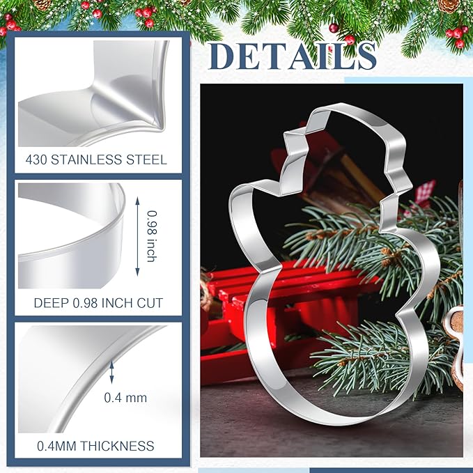 2 Pcs Large Christmas Cookie Cutters 8" Extra Large Christmas Tree and Snowman Stainless Steel Giant Cookie Cutter for Xmas Holiday Baking