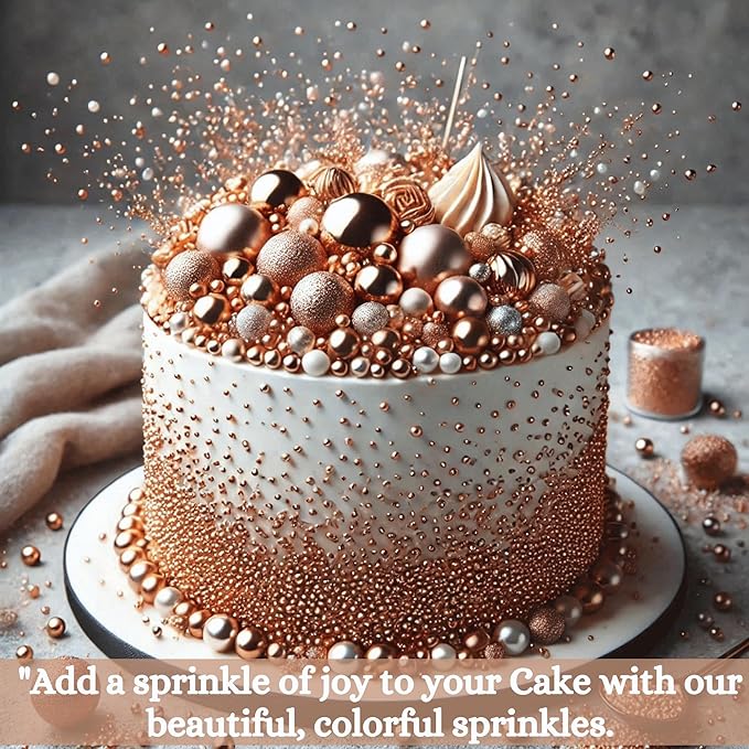 Confect Bronze Sprinkles – Edible Sprinkles for Cake, Cupcake, Cookie & Dessert Decoration | Vegan, Gluten-Free, Soy-Free, Dairy-Free, Palm Oil-Free- 4.2 Oz