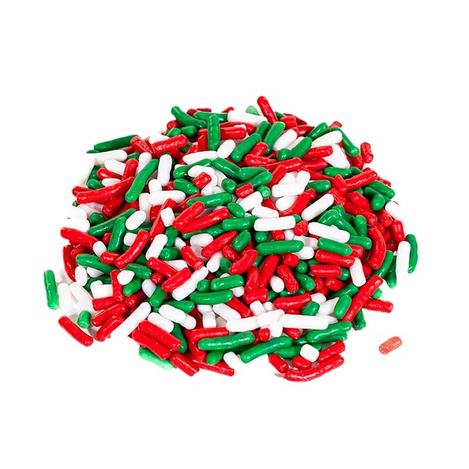 Bakerpan Christmas Jimmies Sprinkles - 6 Ounces Edible Sprinkles for Cake Decorating, Cupcakes, Ice Cream, Cake Decorations (Made in USA)