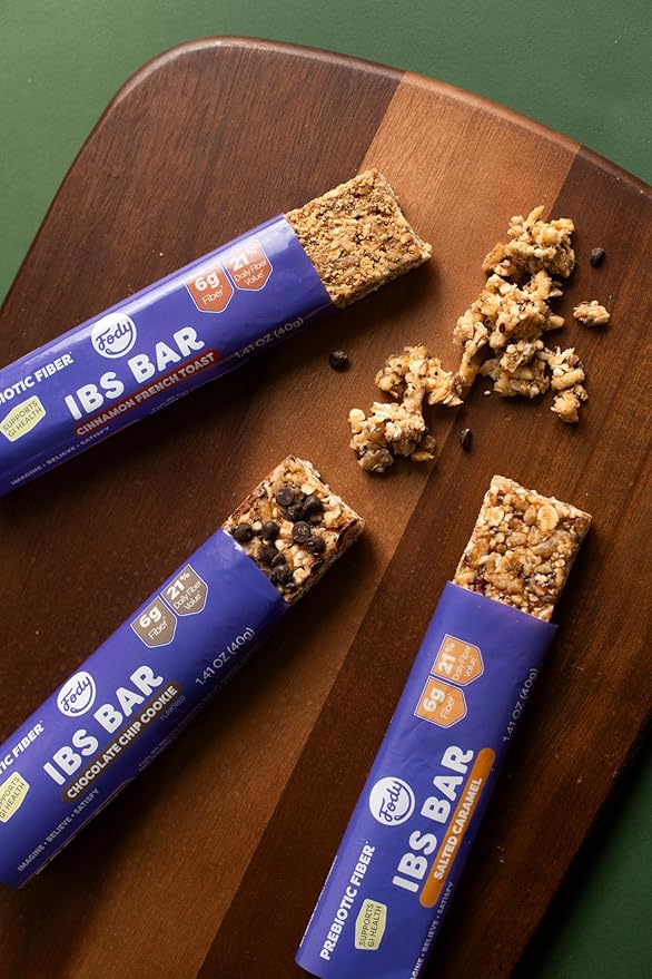 Fody Foods IBS Snack Bars, Salted Caramel, 1.41 Oz (Pack of 12), 6g Prebiotic Fiber, Low FODMAP, Gut & IBS Friendly, Lactose Free, Non-GMO, Gluten Free