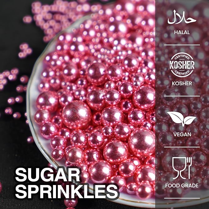 Rose Gold Pearl Sprinkles, Baking Sugar Sprinkles for Cake Decorating, 150g/5.29oz, Mix Size, Cake Decorations, Cupcake, Cookie, Foodgrade Topper, Wedding Party, Christmas Supplies