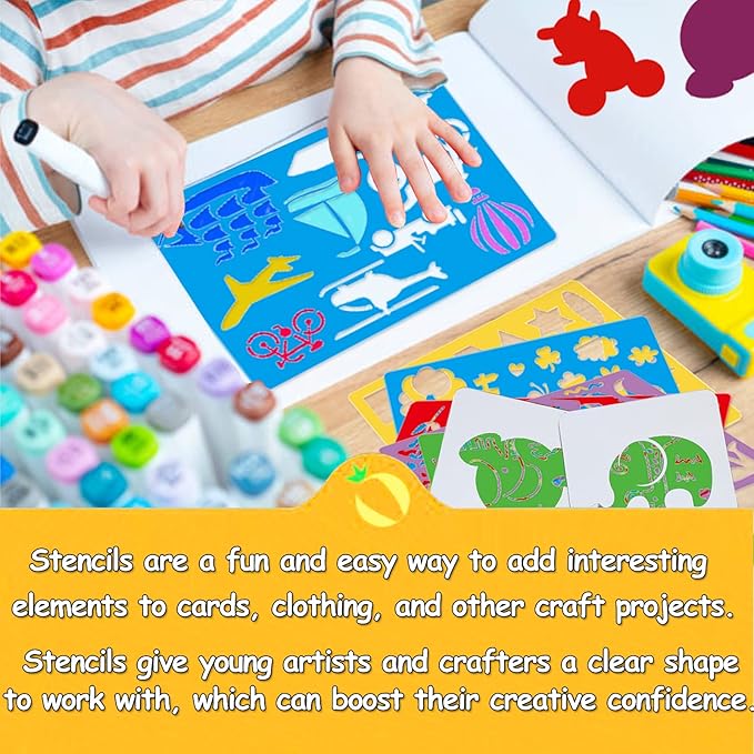 Stencils for Kids, 32 pcs Plastic Drawing Stencils Kits Animals Shape Stencils for Kids Boys Grils Crafts School Art Projects