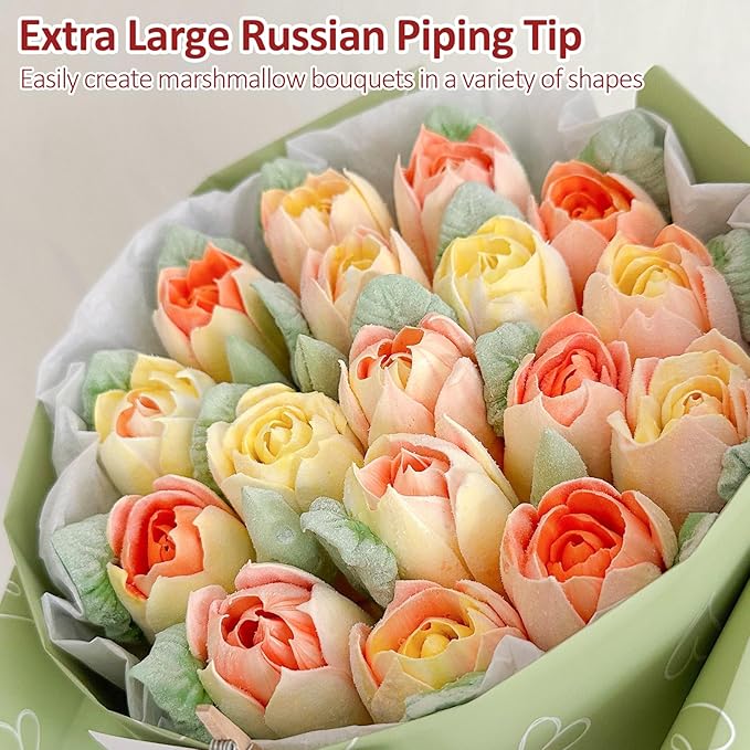 Extra Large Russian Piping Tips for Marshmallows Stainless Steel Flower Frosting Nozzles many styles Cake Decorating Baking tool for Buttercream, Cupcakes Cookies(SL46)