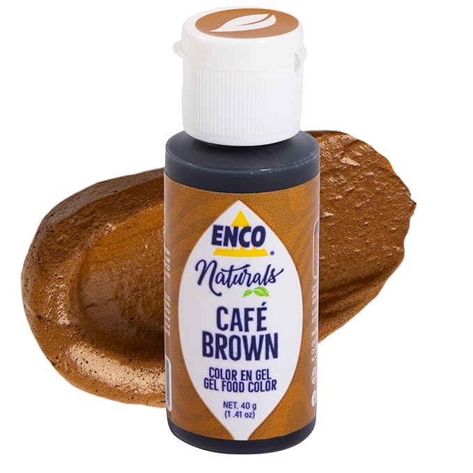 ENCO Naturals Food Coloring Gel Brown 1.41 oz- No artifitial dyes - Vibrant colors for Icing, Buttercream, Fondant - Vegan & Kosher