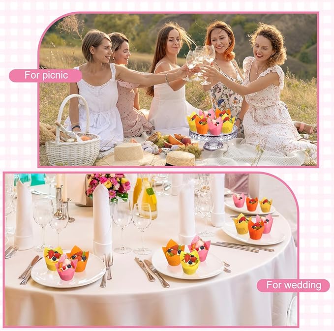 Yaomiao 600 Pcs Tulip Cupcake Liners Greaseproof Paper Tulip Muffin Liners Baking Cups Cupcake Wrappers Holders for Weddings Birthdays Anniversaries Banquets Party Christmas (Pink, Yellow, Orange)