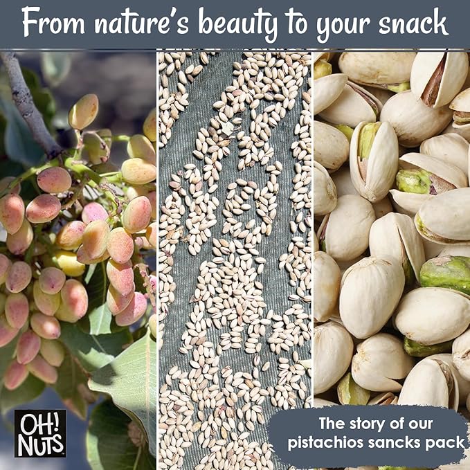 Oh! Nuts Pistachios – Roasted Unsalted, 2 LB Bag – Sodium-Free, All-Natural California Pistachios – Vegan, Gluten-Free, Heart-Healthy Snack