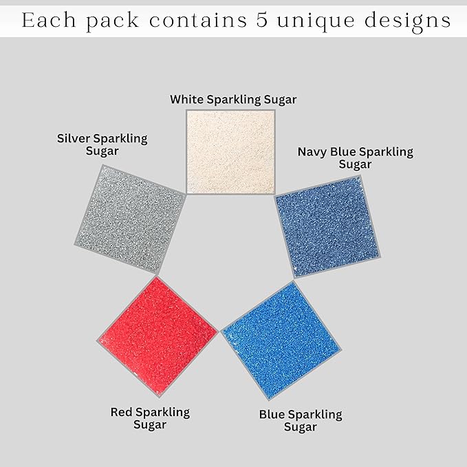 Confect Edible Cake Sprinkles | Patriotic Mix Red, White, Blue & Silver Sprinkles | Independence Day Sprinkles | Vegan, Gluten-Free, Soy-Free, Dairy-Free, Palm Oil-Free- 5 Oz