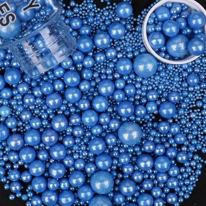 Sprinkles for Cake Decorating, 4.6oz Blue Pearl Sprinkles Mix for Ice Cream, Cupcake, Baking, Cookies, Cake toppings
