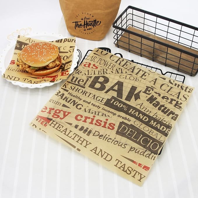 Premium Deli Paper 12"x12"- 200 Pack - Water & Grease Resistant, Greaseproof Liners for Food Boats - Pre Cut Deli Sandwich Wrappers - Food Basket Sheets for BBQ, Picnic, Tray Liner