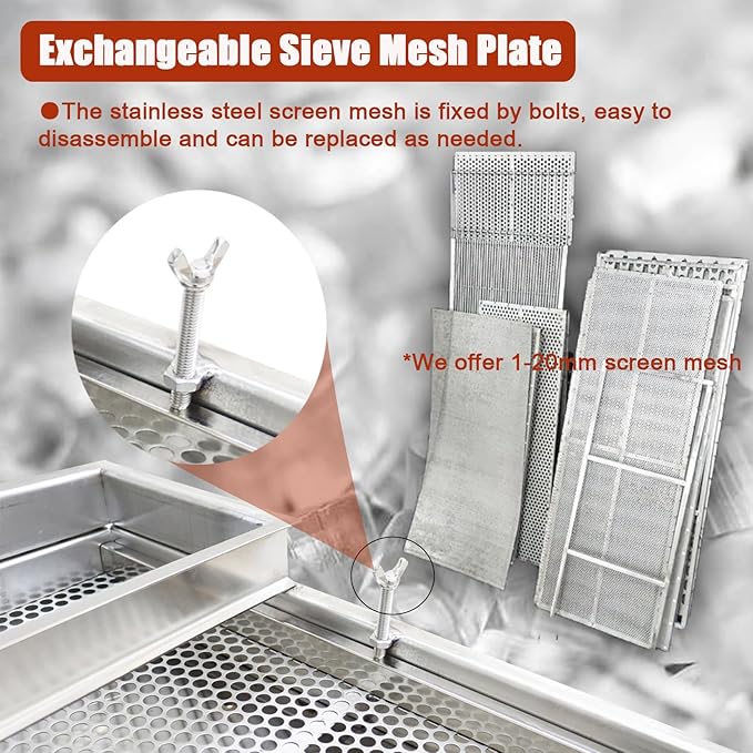 Electric Vibrating Sifter with 6mm Screen Straight Vibrating Sieve Shaker Stainless Steel Linear Sifter Machine Linear Shaker Single Motor 220v 80W