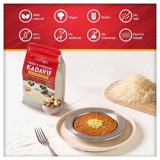 Eastanbul Dried & Chopped Kataifi Shredded Fillo Dough, Kurutulmus Kadayif Pastry Dough, Ingredient for The Viral Dubai Pistachio Chocolate Bar, Shredded Phyllo, Kunafa, Knafeh, Katifi, 170g (6oz)
