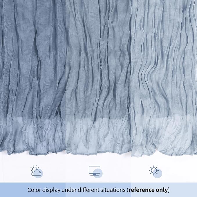 6 Pack Dusty Blue Cheesecloth Table Runner 17x108 Inch Semi Sheer Boho Gauze Cheese Cloth Fabric Table Runners, for Wedding Party Baby Shower Birthday Home Decor Garden Farmhouse