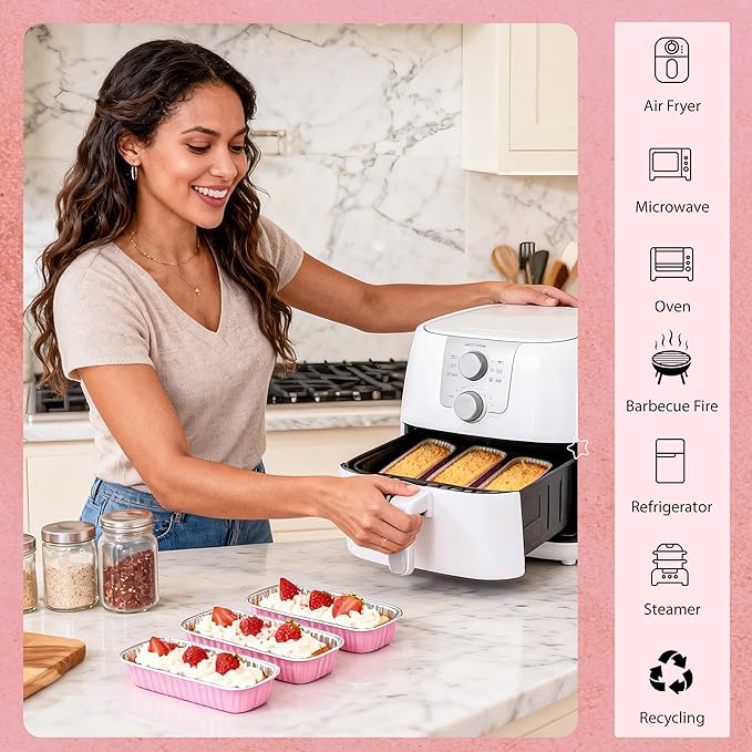 100 Pack Mini Cake Pans with Lids and Spoons Rectangular Aluminum Foil Baking Pans Mini Cheesecake Containers(6.8oz)