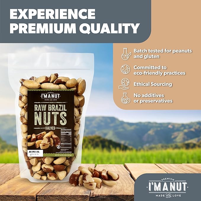 I’m A Nut Brazil Nuts, Broken, 48oz (3 lb) Distinct| Non GMO Batch Tested Gluten & Peanut Free Vegan Keto Friendly Large, Fresh Resealable bag
