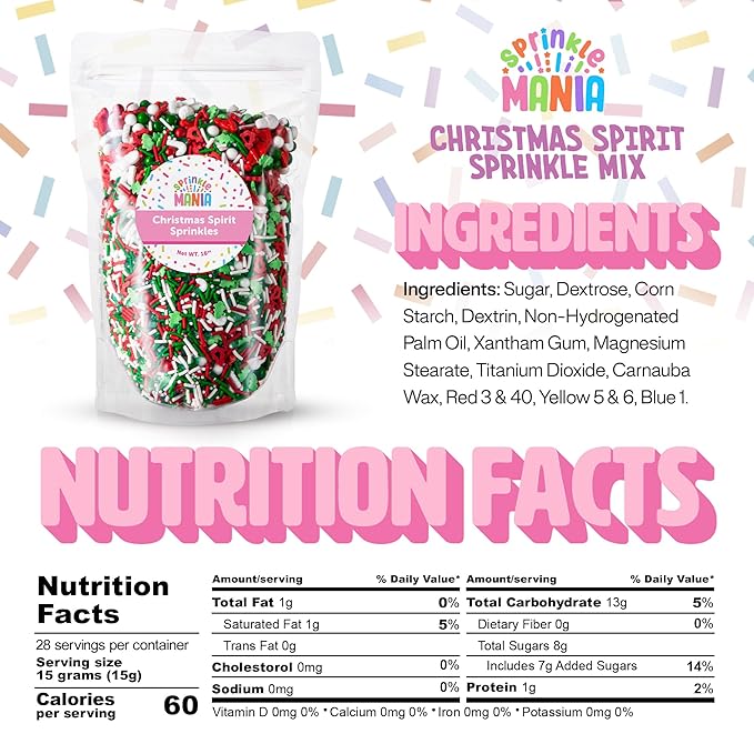 Sprinklemania Decorative Sprinkles (16, Christmas Spirit)