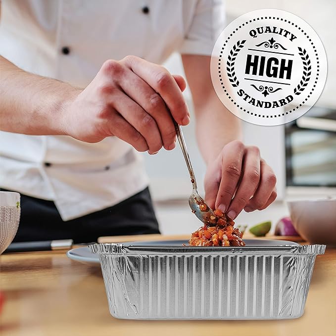 PLASTICPRO Disposable 5 LB Aluminum Takeout Tin Foil Baking Pans 7'' X 10'' X 3'' Inch Bakeware - Cookware Perfect for Baking Cakes,Brownies,Bread, Meatloaf, Lasagna, or Lunchbox, Pack of 20