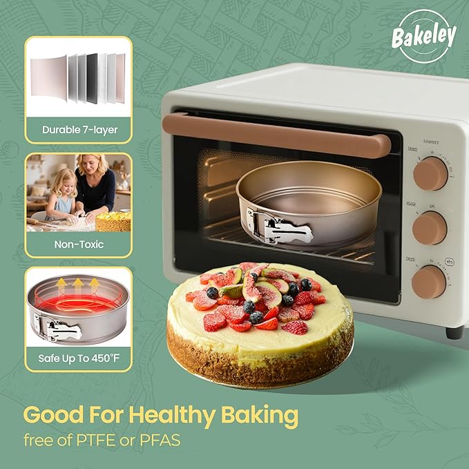 9 Inch Springform Cake Pans, Non-Stick, Spring Form Pans 9 inch with Removable Bottom, Spring Form Pan, Carbon Steel, Cheesecake Pan (Champagne Gold)