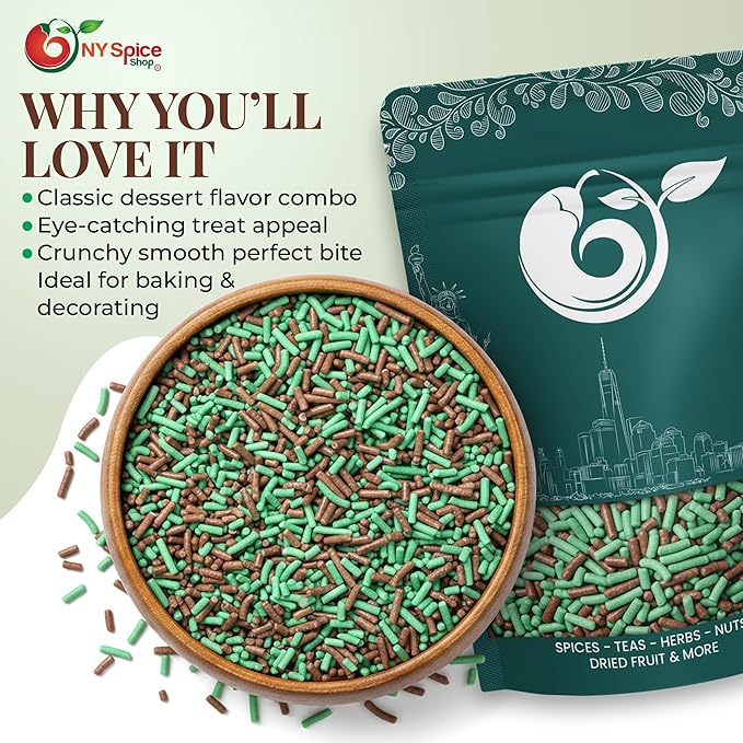 NY Spice Shop Nonpareils Chocolate Mint Sprinkles - 5 Pound Baking Chocolate Decorations Sprinkles Edible Gifts - Mint Chocolate Dessert Topping Sprinkle - Baking Supplies Edible Cake Sprinkle for Sweet Topping