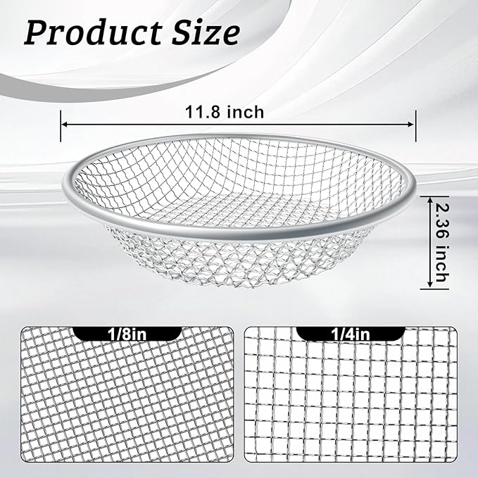2PCS Soil Sifter for Gardening, 3mm + 6mm Mesh Compost Sifter with Detachable Handle for 5 Gallon Buckets Garden Sieve Sifters for Dirt Rocks Pellet Gravel Sand