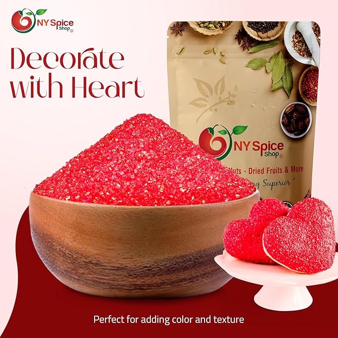 NY Spice Shop Christmas Red Sanding Sugar - 1 Pound Edible Holiday Sprinkles for Cake Decorating, Cupcakes and Cookies - Festive Baking Decorations for Christmas Desserts, Candy Dishes and Gift Treats