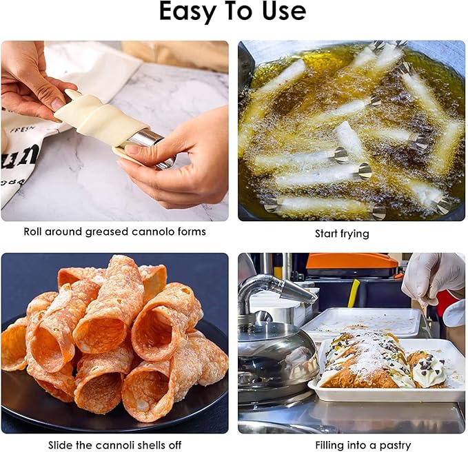 6 Pack Cannoli Tubes,Stainless Steel Cannoli Baking Mold,Forms Cream Roll Horn Mold for Danish Pastry,Cake,Croissant Shell