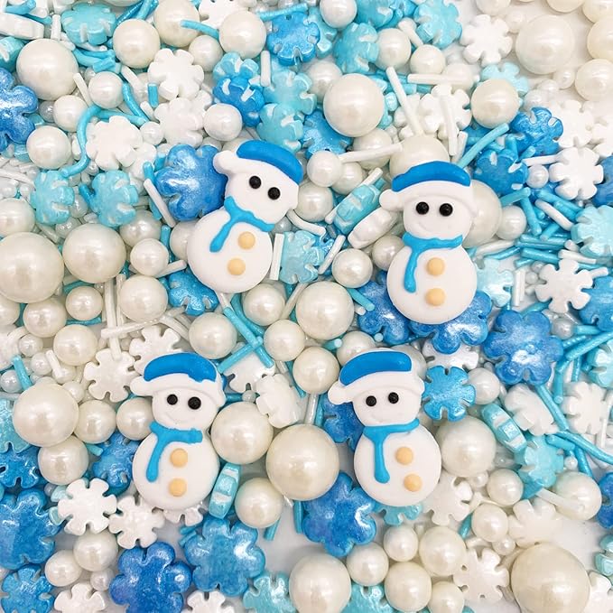 GEORLD Eyeballs Candy Sprinkles Eyes Cake Cupcake Toppers Halloween Cookie Dessert Sprinkles Decorations (snowman&snowflakes)
